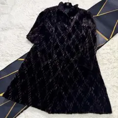 総丈106cm SAGA MINK リアルファーコート 本毛皮 ロング丈 総柄