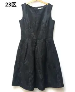 23区 ジャガード織りワンピース ノースリーブ 黒 38