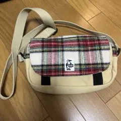 CHUMS ショルダーバッグ 赤×ベージュ チェック柄