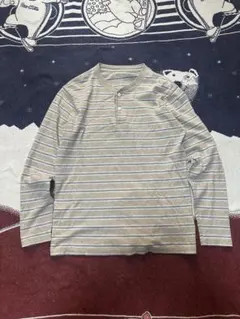 00s〜 eddie bauer ヘンリーネックカットソー　ボーダー　ロンt