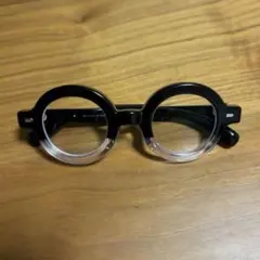 JINS 丸メガネ ボストンフレーム ブラック×クリア 度入り