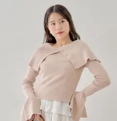 オフショルニット　ベージュ・ピンク