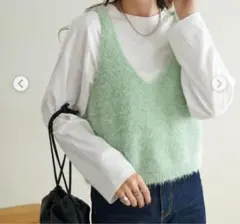 Discoat 前後2WAYラメニットキャミ　グリーン