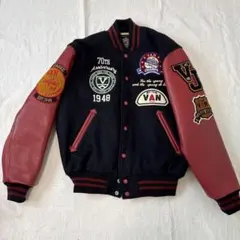 極美品/希少モデル□VAN JACKET スタジャン 袖レザー アーチロゴ M