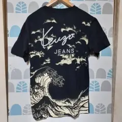 KENZO JEANS 90sビンテージバッグプリント波 Tシャツ　希少　美品