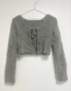 ふわふわシャギーニット ボレロ カーディガン グレー 韓国 バレエコア