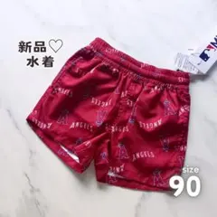 新品♥️スイムウェア　水着　赤　男の子　プール　水遊び　90　海パン　夏休み