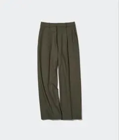 UNIQLO タックワイドパンツ　オリーブ460311 S 美品