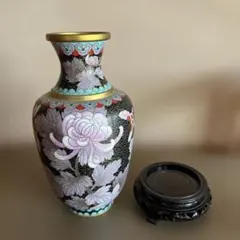 中国　古七宝琺瑯彩　花草文　花瓶　時代箱　M　R9549H 古七宝 琺瑯彩 花瓶 花器 27cm - メルカリ