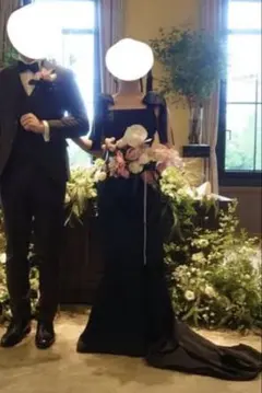 【お値下げ】ウェディングドレス ソフトマーメイド w289ブラック リボン