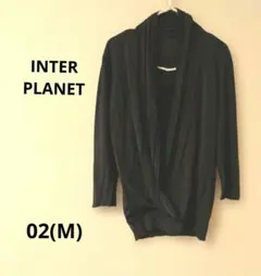INTERPLANET ドレープネック七分袖カットソーブラック キャミ2点セットのサムネイル
