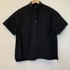 無印良品 強撚さらっとポプリン 半袖シャツ 黒