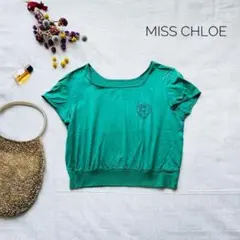 レア　ミスクロエ　グリーントップス　ユーネック　刺繍　コットン100%　Mのサムネイル