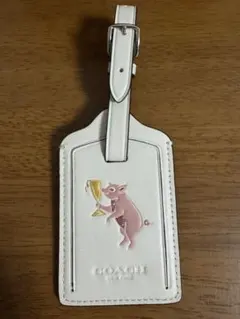 COACH コーチ ラゲッジタグ チャーム ホワイト ピッグ