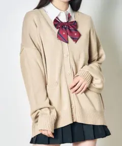 WEGO ベージュ Vネック スクールカーディガン