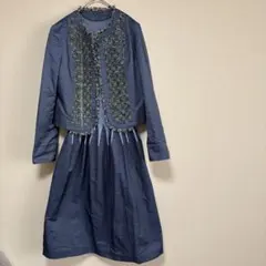 【極美品】ヒロコビス 刺繍 ジャケット スカートセットアップ　デニム　243