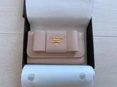 PRADA ピンクベージュ リボン キーケース プラダ 新品未使用 箱 鑑定書