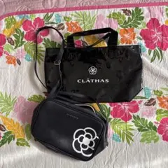 CLATHAS 黒エナメルミニトートバックとショルダーバックセット