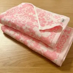 ピンク　花柄　今治タオル　バスタオル　2枚セット