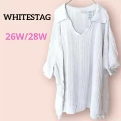 レア✨WHITESTAG 【26W/28W】ホワイト Vネック セーター‼️シミ穴