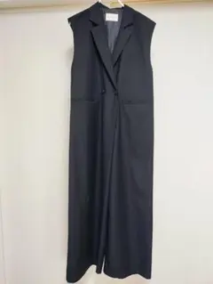 Ray BEAMS　テーラードカラーサロペット　オールインワン　黒　サイズ0