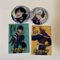 ヒーローアカデミー、緑谷出久・轟焦凍・オールマイト 缶バッジとカードセット