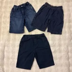UNIQLO・GU 150 ハーフパンツ3点まとめ売り デニム ネイビー