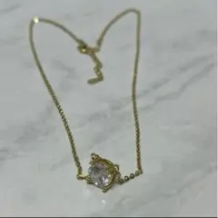 一粒ストーン ネックレス ゴールド シンプル 高見え