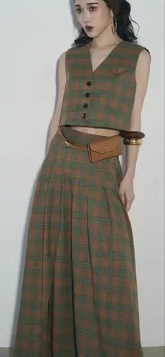 ANDREA＆Co. チェック柄クロップトップ＆ロングスカートセット