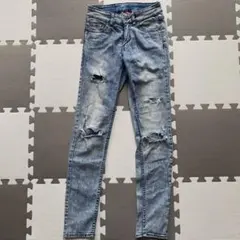 H&M スキニー　ダメージデニム　32 XS ライトブルー　平成　Ｙ２Ｋ　ギャル