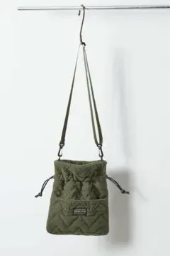 タグ付き未使用　ペンドルトン　フリースキルトミニショルダーバッグ　カーキ　巾着風
