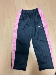 Puma ジャージパンツ M 黒/ピンク ストライプ