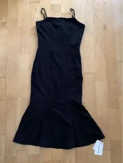 JUNOAH スエードマーメイドキャミワンピース　ブラック　L