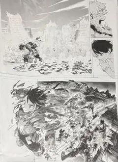 ヒロアカ 原画展 デジタル原稿プリント 緑谷出久 轟焦凍 2枚セット