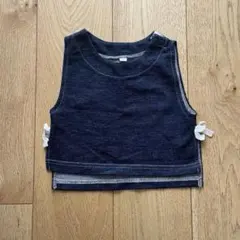 【美品】90サイズ ダークブルー ノースリーブベビーベスト