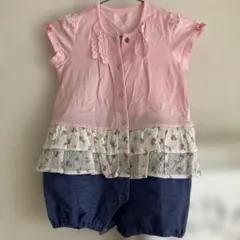フリル付きロンパース・カバーオール　花柄