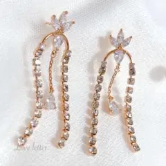 Lo.240 アンティークビジューピアス ピンクゴールド 韓国 量産型 地雷