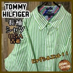 ストライプ トミーヒルフィガー グリーン 2XL ボタンダウンシャツ シャツ