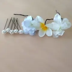 花とパールのヘアピンセット