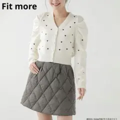 美品　フィットモア　Fit more　ハートニットカーディガン　F　ホワイト
