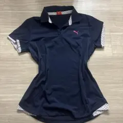 PUMA 半袖 ポロシャツ ネイビー ピンクロゴ