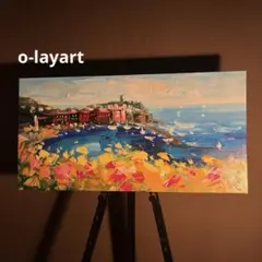 手書き油絵 3枚組 コスモス畑 肉筆額付 額付き 絵画 インテリア 油彩