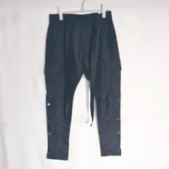 mnml スリムカーゴパンツ テーパード 黒 裾サイドジップ W28