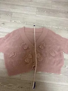 リボン付きピンクカーディガンXL