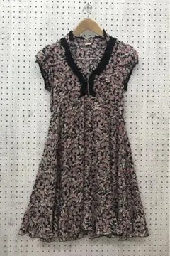 カントリー古着 axes femme ブラックレース　花柄　クラシカルワンピ