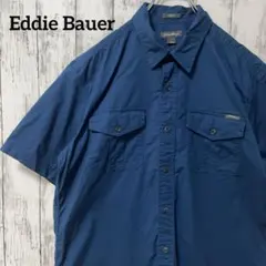 C3091 Eddie Bauer ワークシャツ 半袖シャツ 無地 海外古着.のサムネイル