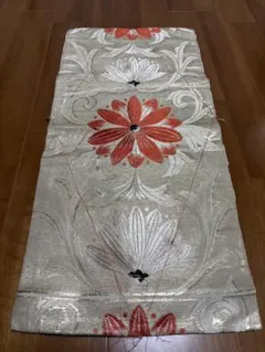 しつけ付きアンティーク!!金幕地 赤ピンク花紋 名古屋帯