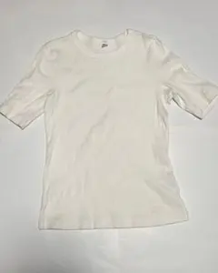 ユニクロ リブクルーネック 半袖Tシャツ 五分丈