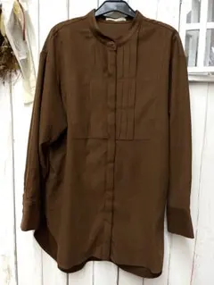 【SHOO-LA-RUE】ブラウン 長袖シャツ プリーツデザイン
