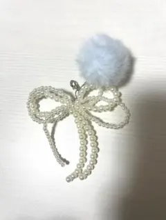 【未使用】パールビーズ　リボン　キーホルダー　ストラップ